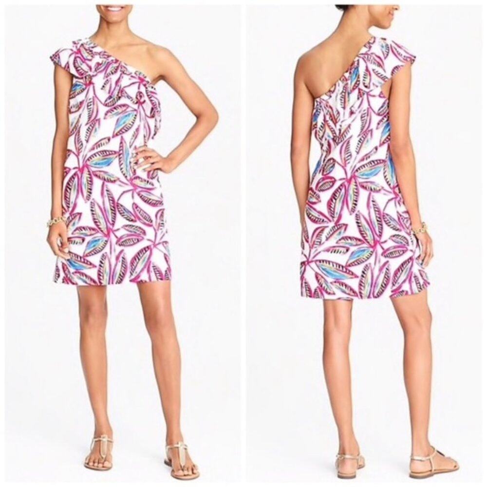 J. Crew One Shoulder Ruffle Dress Floral Print Sun Dress